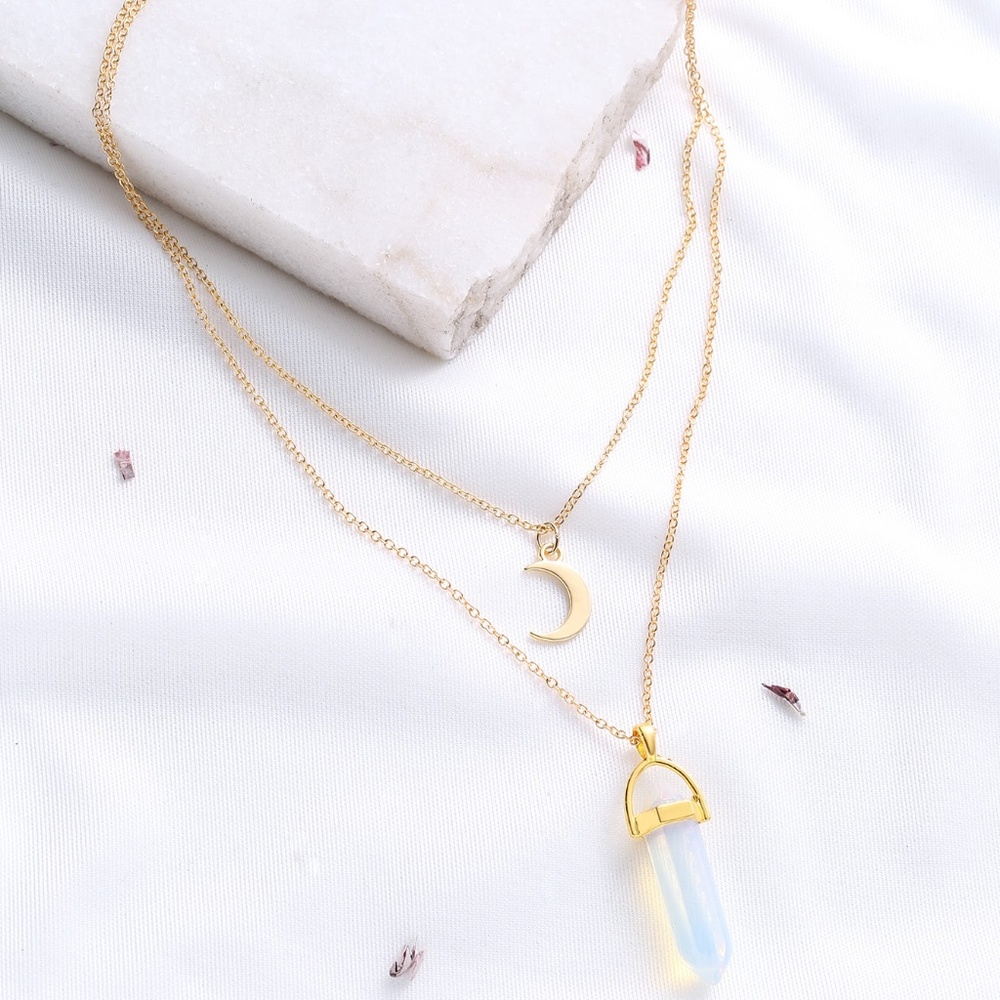 Crescent Pendant Layered Necklace
